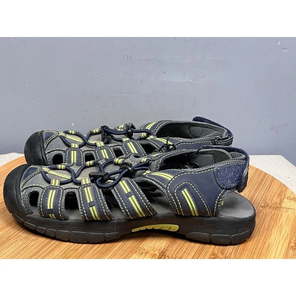 Khombu Dillon Fisherman Sandals Boys 3 Blue‎ Lime Green Bungee 962653 Outdoor